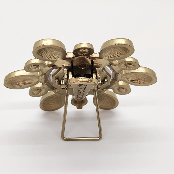 Jay Strongwater Rhinestone Clip On Brooch Photo Frame Neiman Marcus Gold Tone - Picture 2 of 4